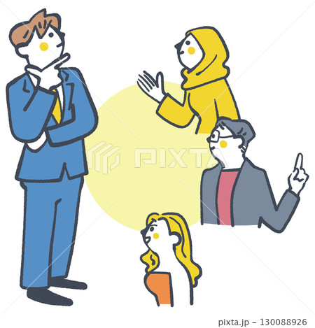 国際的な交流の中で課題を解決する人々 セットのストックイラスト素材 国際的な交流の中で課題を解決する人々 セットのストックイラスト素材 130088926