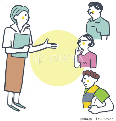 国際的な交流の中で課題を解決する人々　セットのストックイラスト素材 130088927