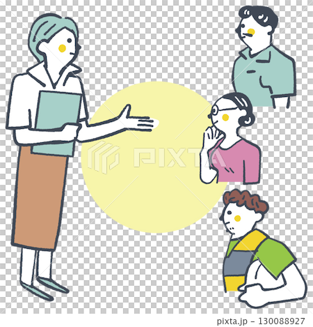 Stock illustration of people solving problems through international exchange set 130088927