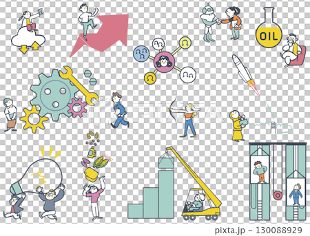 Global economic activity and change set stock illustrations 130088929