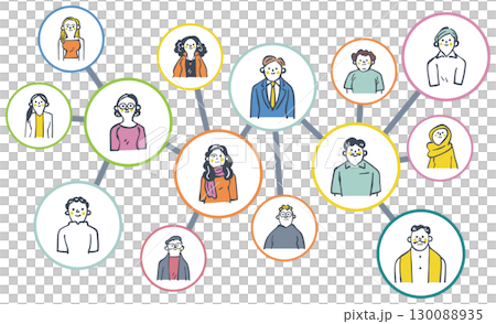 Stock illustration of a set of global talent sharing various opinions 130088935