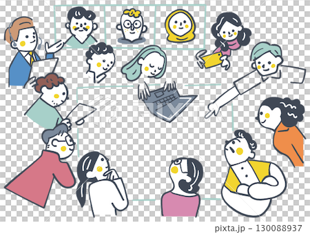 Global collaboration and idea sharing by multicultural team stock illustration Global collaboration and idea sharing by multicultural team stock illustration 130088937