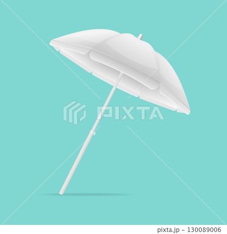 Realistic Detailed 3d White Blank Summer Sun Umbrella. Vector 130089006
