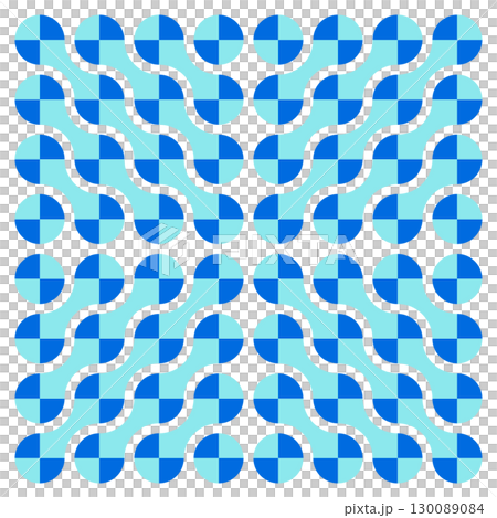 連なる円形のウェーブ 幾何学模様 背景素材 青 水色 130089084