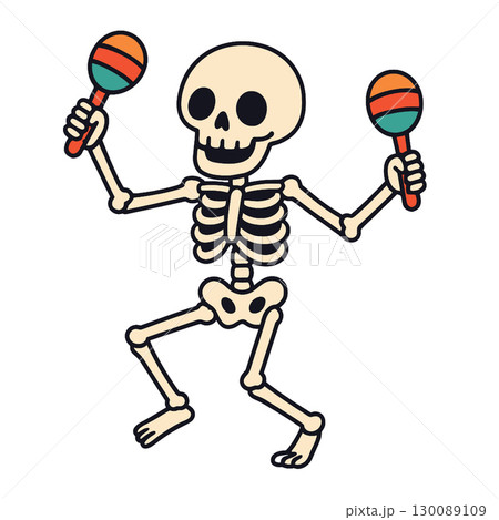 Coloring book coloring page skeleton transparency dancing maracas festive illustration Coloring book coloring page skeleton transparency dancing maracas festive illustration 130089109