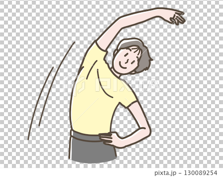 準備運動をするヨガウェア姿の女性のイラスト 130089254