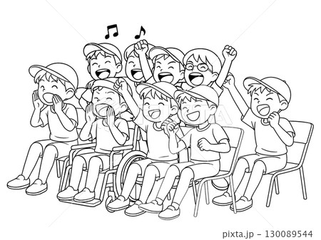 運動会応援(線画) 運動会応援(線画) 130089544