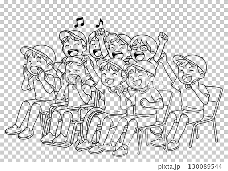 運動会応援(線画) 運動会応援(線画) 130089544