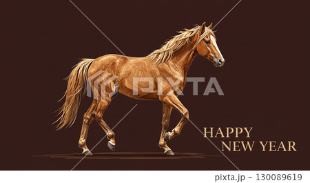 静と動の調和、うま年賀状 130089619