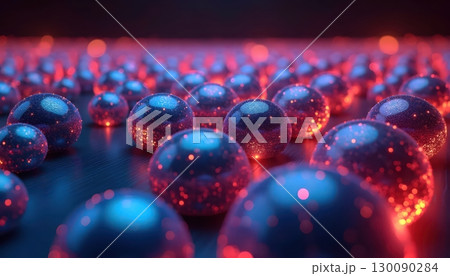 Abstract Neon Geometric Composition Of Radiant Gradient Balls" 130090284