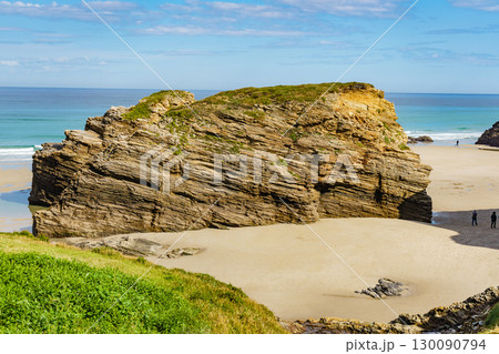 Ocean at low tide. Cathedrals Beach in Galicia Spain. 130090794