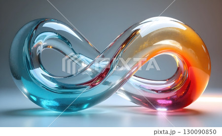 Abstract Futuristic Glass Sculpture Twisting Into Liquid Spiral Form" 130090850