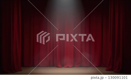Atmospheric Red Stage with Cinematic Fog and Radiant Spotlights 130091101