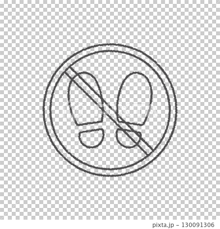 Hand-drawn icon material for no shoes allowed 130091306