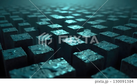 The Abstract Metallic Prison Chamber Built from Golden Blocks 130091384
