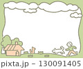 家へ帰る子供のフレームイラスト 130091405