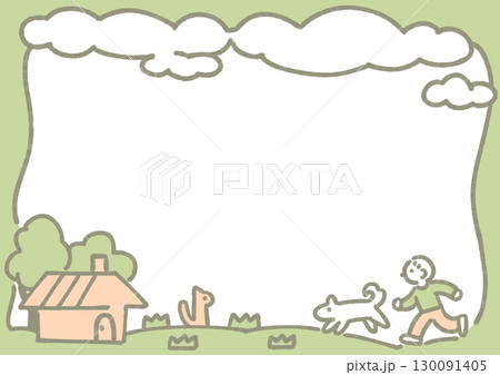 家へ帰る子供のフレームイラスト 130091405