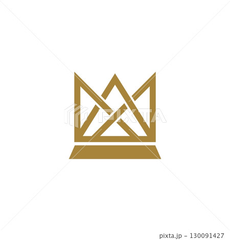 Gold Crown Line Logo Template Illustration Design. Vector EPS 10. 130091427