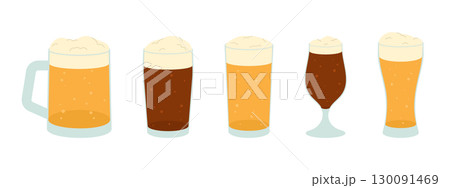 Beer glasses set. Flat vector isolated illustration Beer glasses set. Flat vector isolated illustration 130091469