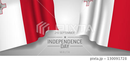 Malta happy independence day greeting card, banner with template text vector illustration 130091728