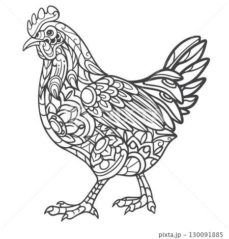 Hen Outline mandala arts isolated on white background 130091885
