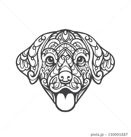 Dog head Outline mandala arts isolated on white background 130091887