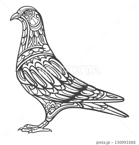 Dove bird Outline mandala arts isolated on white background Dove bird Outline mandala arts isolated on white background 130091888