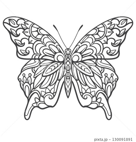 Butterfly Outline mandala arts isolated on white background Butterfly Outline mandala arts isolated on white background 130091891