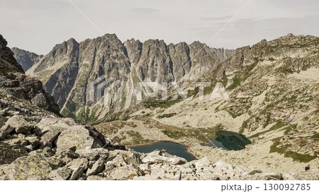 Hiking trail leading to glacial lake in the high tatras mountains, slovakia Hiking trail leading to glacial lake in the high tatras mountains, slovakia 130092785
