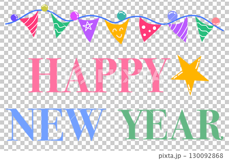 Happy New Year with colorful bunting flags Happy New Year with colorful bunting flags 130092868