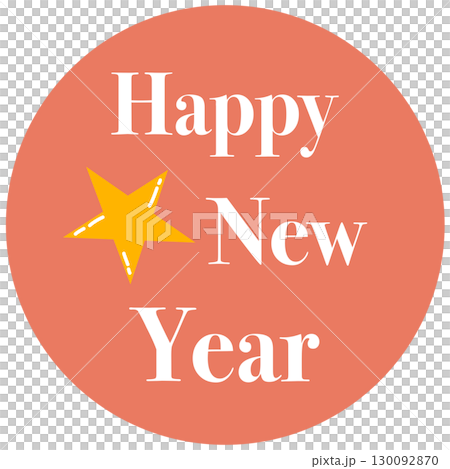 red circle logo with Happy new year and yellow star red circle logo with Happy new year and yellow star 130092870