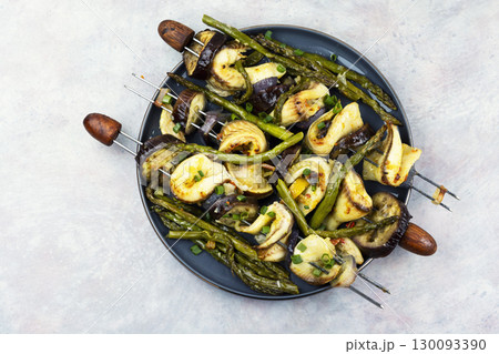 White fish on the grill, BBQ seafood. White fish on the grill, BBQ seafood. 130093390