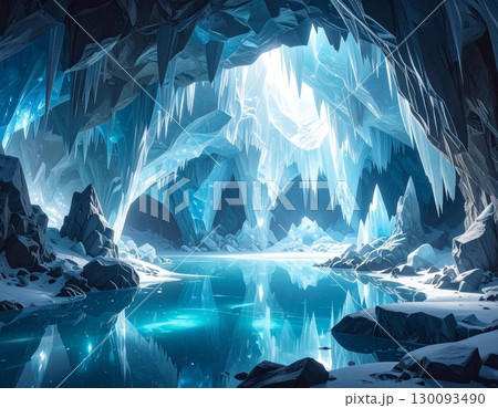氷に覆われた氷 130093490