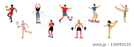 People in Sport Do Different Physical Activity Vector Set 130093510