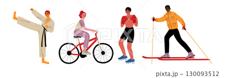 People in Sport Do Different Physical Activity Vector Set 130093512