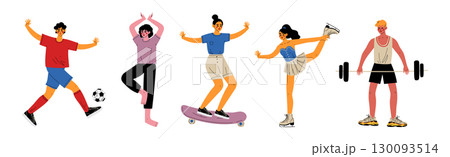 People in Sport Do Different Physical Activity Vector Set 130093514