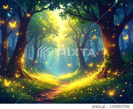 輝く幻想的な秋の風景 130093700