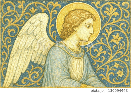 天使の寓話　モザイクタイル風天使素材　祈り 130094448