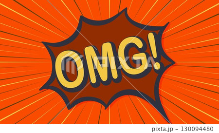 Speech bubble with word OMG on explosion background 130094480