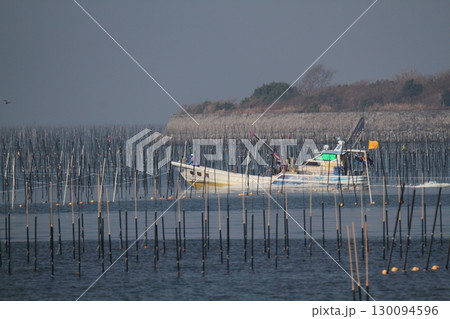 大牟田市　有明海　海苔畑、 130094596