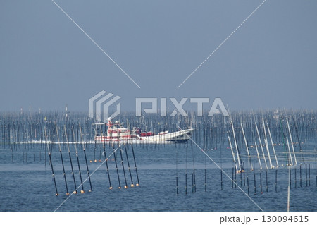 大牟田市　有明海　海苔畑、 130094615