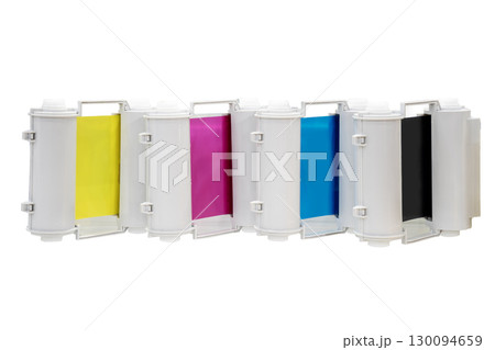 Cartridges for CMYK colour inkjet printer. 130094659