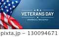 Veterans day. Blue background with American flag. Website banner and greeting card design template. 130094671