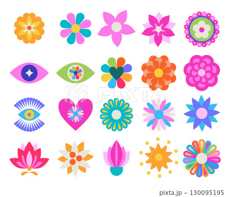 Colorful Mexican Folk Flower Set Colorful Mexican Folk Flower Set 130095195