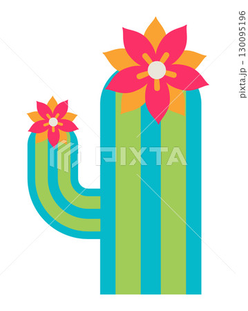 Mexican Cactus With Floral Decoration Mexican Cactus With Floral Decoration 130095196