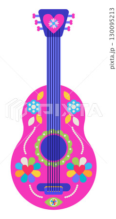 Mexican Folk Guitar Illustration Vector 130095213