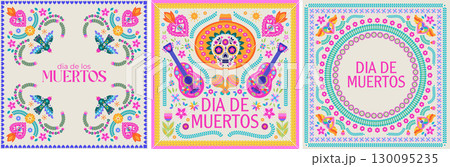 Folk Birds Dia De Muertos 130095235