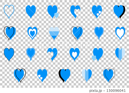Simple heart mark set blue Simple heart mark set blue 130096041