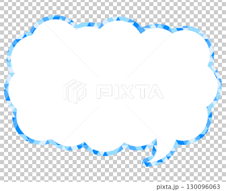 Stained glass style speech bubble, triangular pattern, elongated cloud shape 130096063