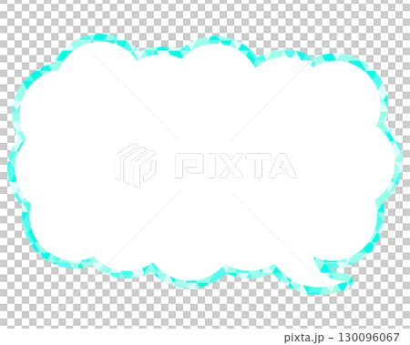 Stained glass style speech bubble, triangular pattern, elongated cloud shape 130096067